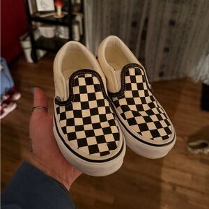 Vans Kids Black & White Checkerboard Slip-On Sneakers